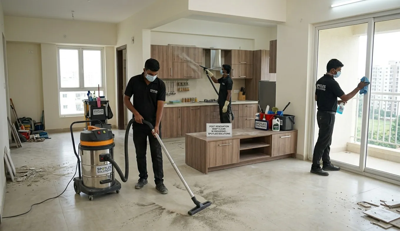 Professional post-construction cleaning service in Hyderabad apartment